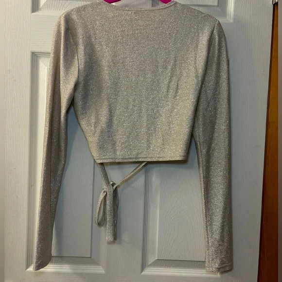 Reformation Jupiter Metallic Cropped Tie Top - Picture 6 of 7